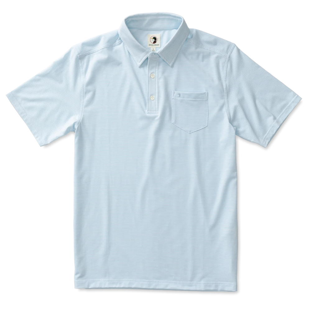 Duck Head Chapman Striped Polo  Sky Blue XL